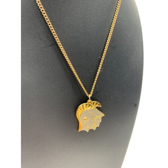 Vintage 1980's Gemini Zodiac Pendant & Chain Spartan Soldiers Gold Tone 18"L - Picture 4 of 5